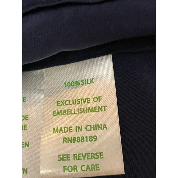 Lilly Pulitzer Saria Blue 100% Silk Tassel Shirt Size Small - Picture 4 of 6